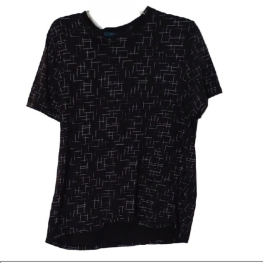 -- Perry Ellis Black & White Geometric Pattern T-Shirt Men's Size XLarge Casual